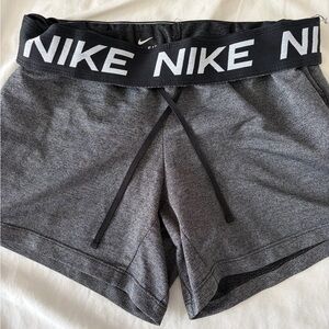 Nike Women’s Gray Logo-Waist Athletic Shorts